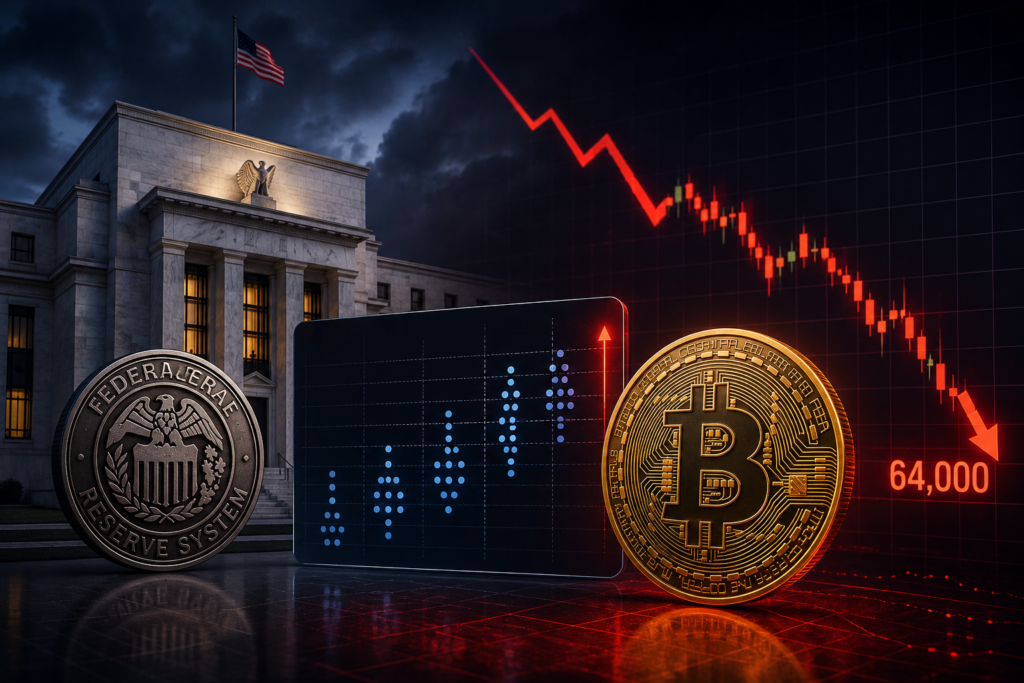 Fed Holds Rates, Hawkish Dot Plot Sends Bitcoin Back Toward $64,000