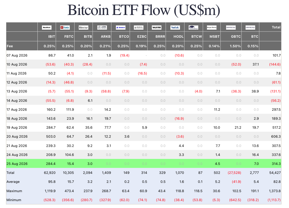 Bitcoin ETF flow. Source: Farside Investors