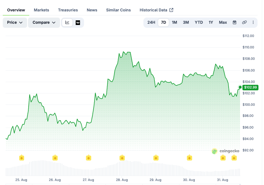 SOL price chart over the last 24 hours. Source: CoinGecko